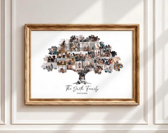 Family Tree Photo Collage Canva Template, Editable Family Memory Wall Art, Printable Keepsake Gift