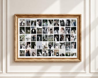 Editable 50 Photo Collage Canva Template, Portrait & Landscape Photo Wall Art, Memory Picture Grid