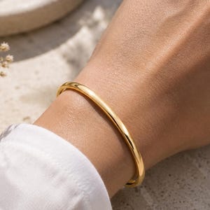 Minimalistyczna złota bransoletka typu bangle, cienka, składana biżuteria z zawiasami, srebro próby 925 pokryte 14-karatowym złotem