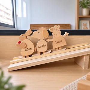 Handgemaakt houten speelgoed voor wandelende dieren, peuterbouwstenenset, zelfrijdend speelgoed met oprit, kinderkamerdecoratie