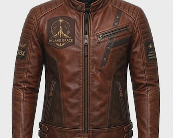 Personalized clothing Jacket, quilted Jacket, denim jacket, Brown Leather Biker Jacket, Handmade Festival Outfit, Gift for Him, mens jacket