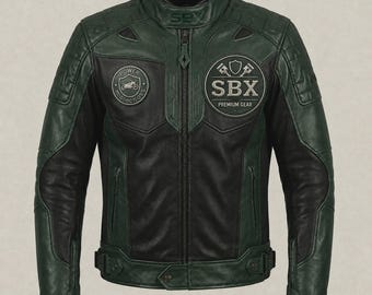 Hand made leather Jacket, Racer Jacket, Ryland Grace Jacket, Black &Green Leather Biker Jacket,Space Marine Helmet, personalized gift