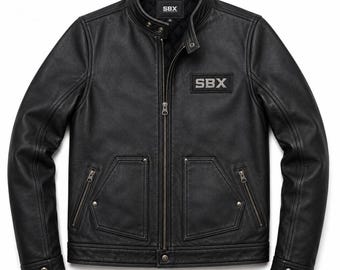 Men's Leather Biker Jacket, Black Cafe Racer Motorcycle Jacket, Vintage Leather Coat, Premium Rider Jacket Gift For Him