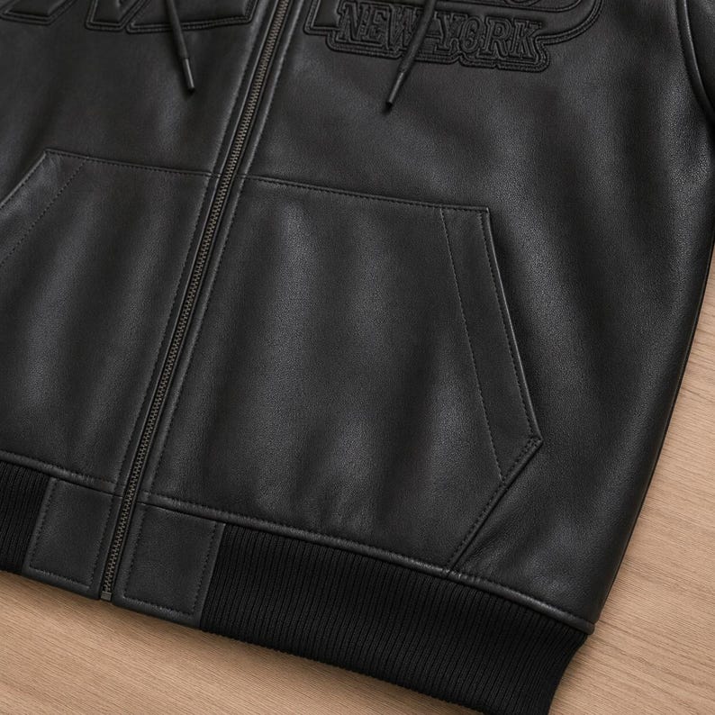 Black Avirex Hooded Leather Jacket Men Vintage Cafe Racer Oversized Bomber Cowhide Motorcycle  Streetwear Coat personalized gift for him