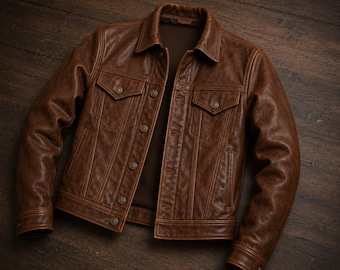 Brown Leather Jacket Men ,Vintage Biker Jacket ,Cowhide Jacket ,Moto Jacket ,Bomber Jacket ,Handmade Leather Coat ,Gift for him