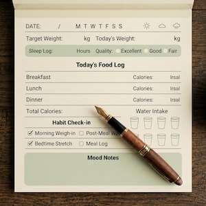 Square Daily Diet & Food Log Notepad, 14x14cm Minimalist Meal Planner Pad