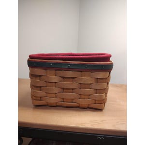 Longaberger 2007 To*Go Basket Backpack Woven Wood & Red  Adjustable Straps Longaberger To Go Basket Backpack Woven Wood & Nylon  main image 4