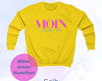 MOIN Kinder Sweatshirt personalisiert | Nordsee Kinder Pullover | Ostsee Sweater mit Wunschort | Küstenkind Geschenk | Hamburg  | Sylt |Kiel