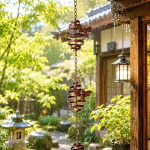 Cadena de lluvia de abeja de hierro hecha a mano – Decoración rústica para jardín, campanilla de agua colgante, adorno de jardín con temática de abejas