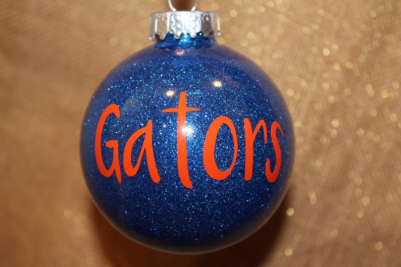 Florida Gator Round Hanging Glitter Christmas Ornament Etsy