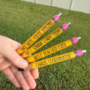 Teacher Appreciation Resin Pencil Pen: Funny/Personalized Quote - Ink Refill Included