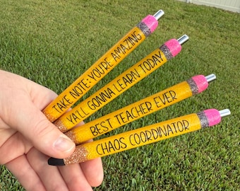 Lápiz de resina para agradecer a los profesores: Frase divertida/personalizada - Incluye recambio de tinta