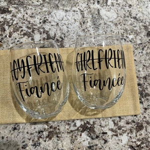 Boyfriend and Girlfriend Wine and Whiskey Glass Gift set of 2