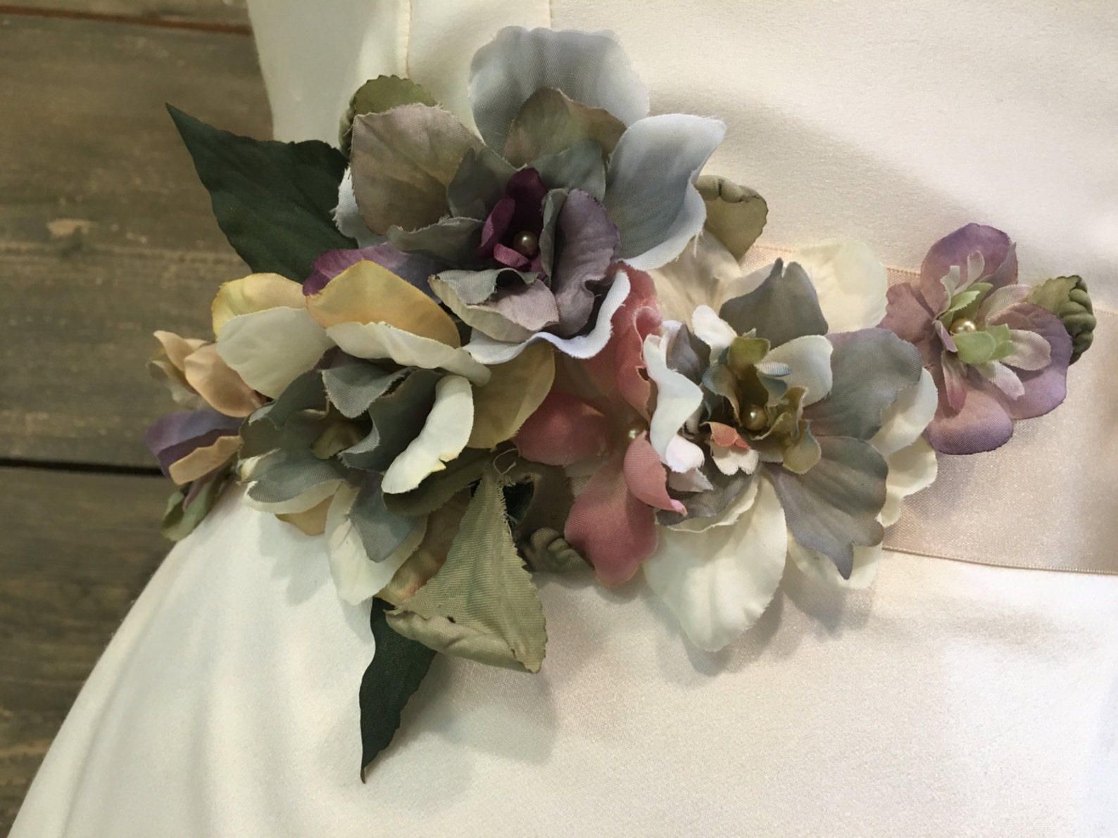 Silk flower Sash Etsy