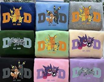 Embroidered Vintage Poke Evolution DAD Baby Tee, Retro Gamer Dad T-shirt, New Father Gift Sweatshirt, Father’s Day Pregnancy Reveal