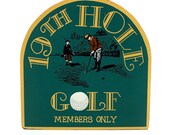 Antique hand painted wood black golf art