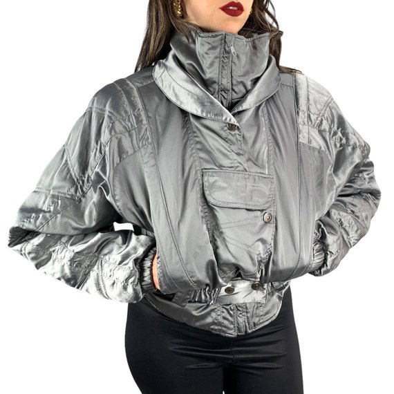 1980's NILS metallic silver batwing ski jacket