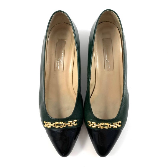 Vintage 1950's ETIENNE AIGNER green leather shoes… - image 5