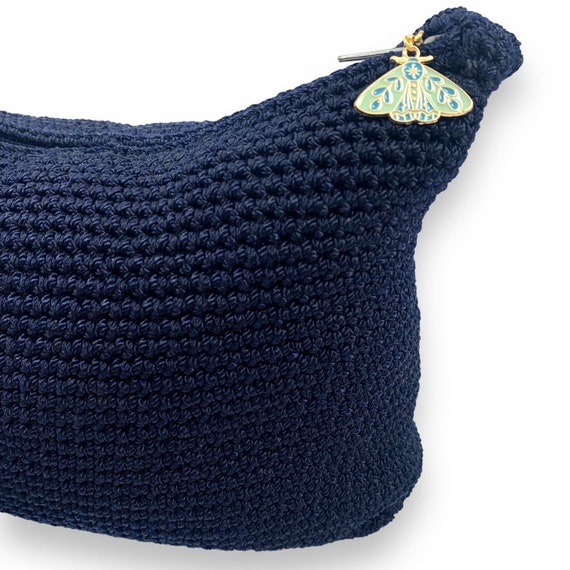 Vintage THE SAK hand made navy crochet mini pouch… - image 6