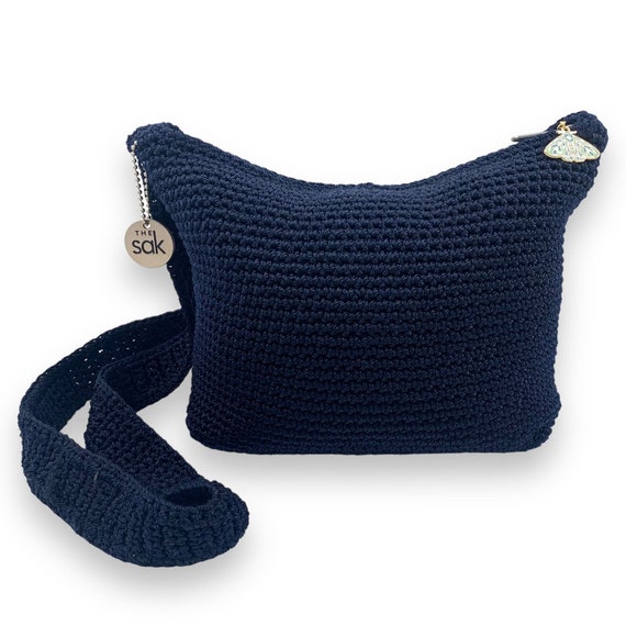Vintage THE SAK hand made navy crochet mini pouch… - image 2