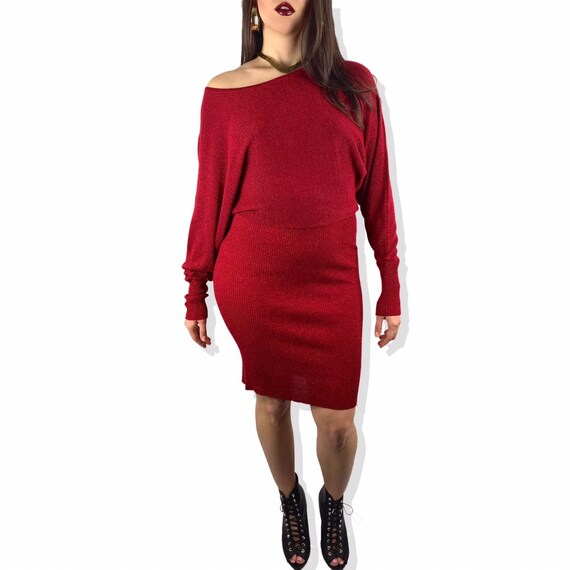 90's SAY WHAT? red metallic glitter dress
