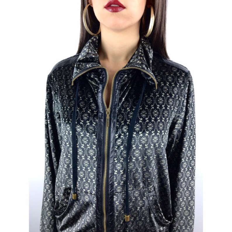 90/'s black and gold velour track jacket by MIRROR IMAGE