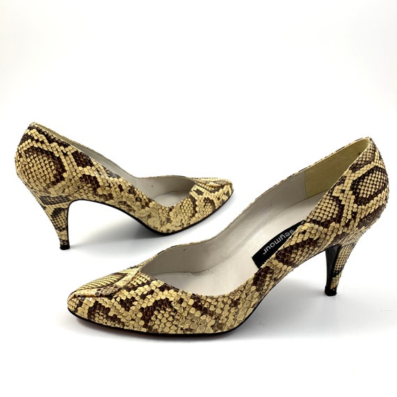 Vintage 1980’s STUART WEITZMAN natural snakeskin … - image 2