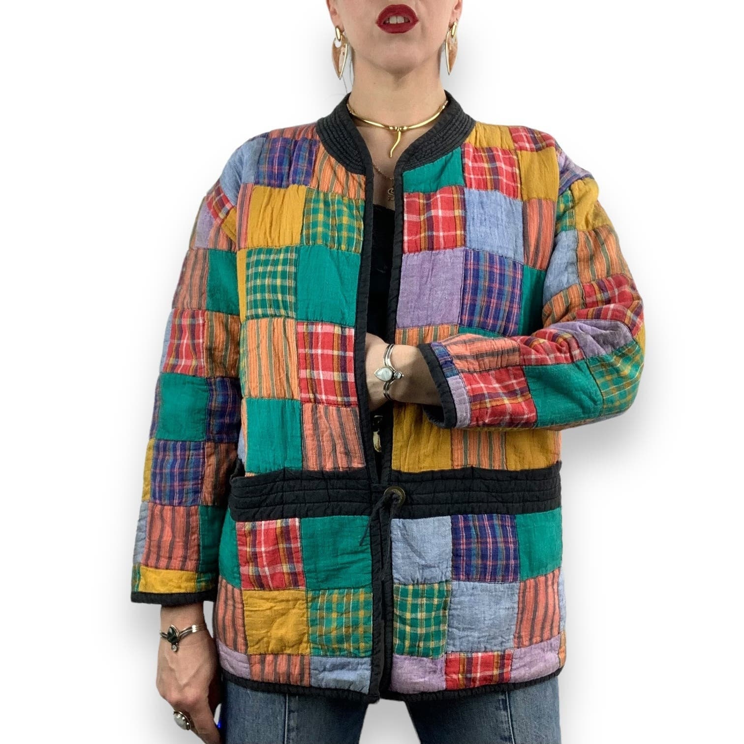 ジャケット・アウター PATCHWORK EMBROIDERY LACE JACKET 90's Patchwork Color Block Cotton Spring Jacket by OSY - Etsy
