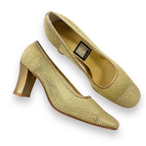 Vintage NINA Gold Mesh Glitter Square Toe Evening Shoes - Etsy