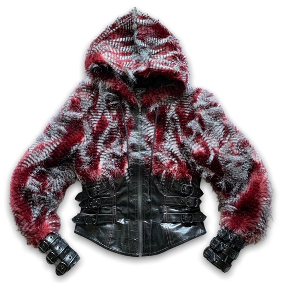 Rare 90's LIP SERVICE Los Angeles Faux Fur Hooded Corset Rare 90's LIP SERVICE Los Angeles Faux Fur Hooded Corset
