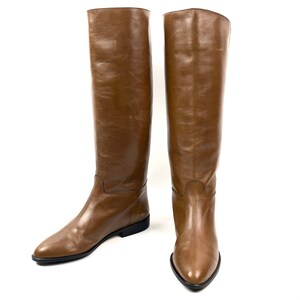 70's Italian TALBOTS brown goat leather equestrian knee high boots