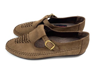 70's suede woven moccasin flats by POSITIVELY PEPPERS