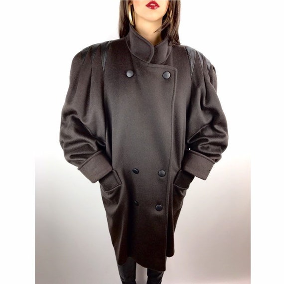 Vintage Charles Klein Couture Wool Blend Coat With Leather - Charles Klein Brown Leather Jacket Vintage Charles Klein Couture Wool Blend Coat With Leather - Charles Klein Brown Leather Jacket
