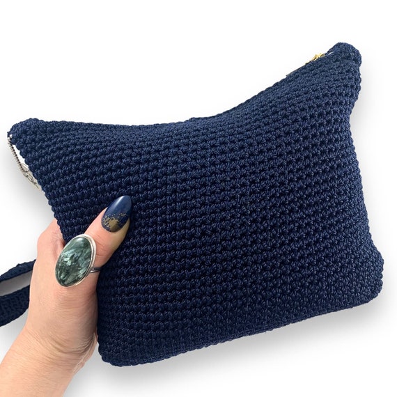 Vintage THE SAK hand made navy crochet mini pouch… - image 4