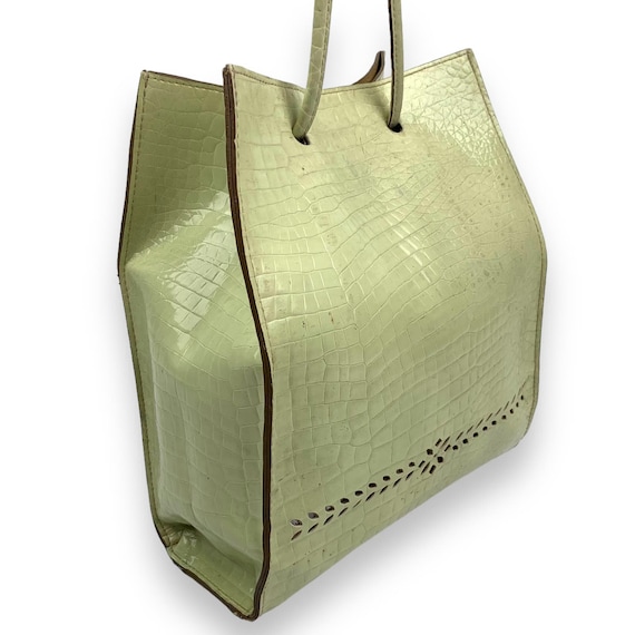 90 s Designer MONDANI NEW YORK Green Crocodile Faux Leather Backpack Shoulder Bag Etsy