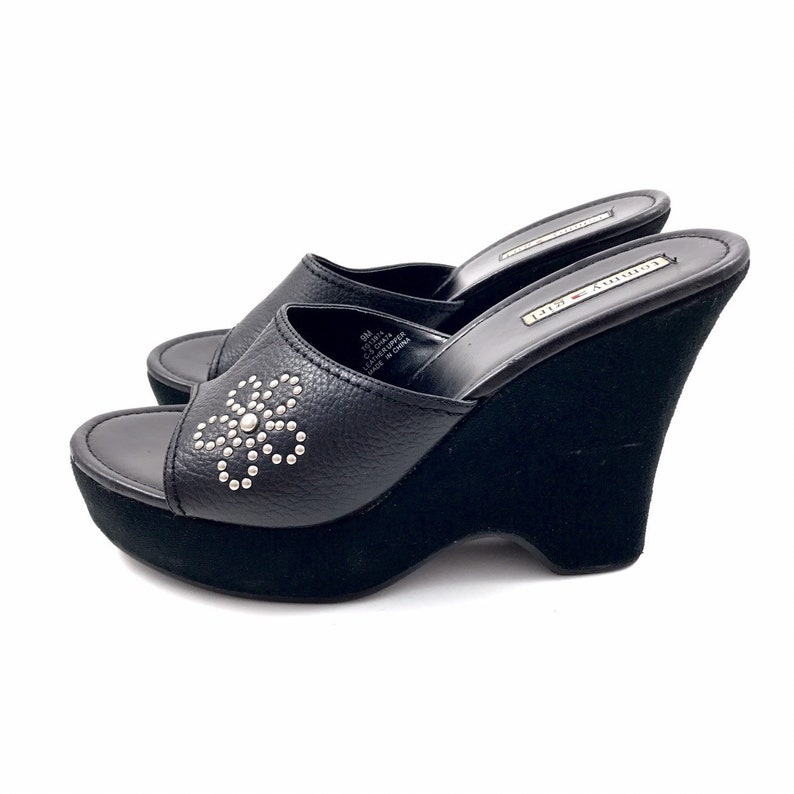 tommy hilfiger black wedges
