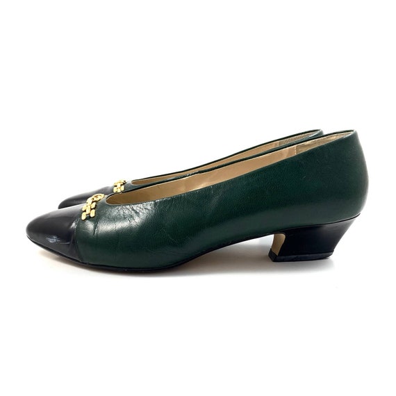 Vintage 1950's ETIENNE AIGNER green leather shoes… - image 2