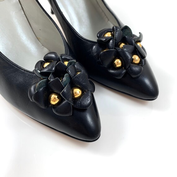 1970’s SERGIO ZELCER black leather pumps with lea… - image 7