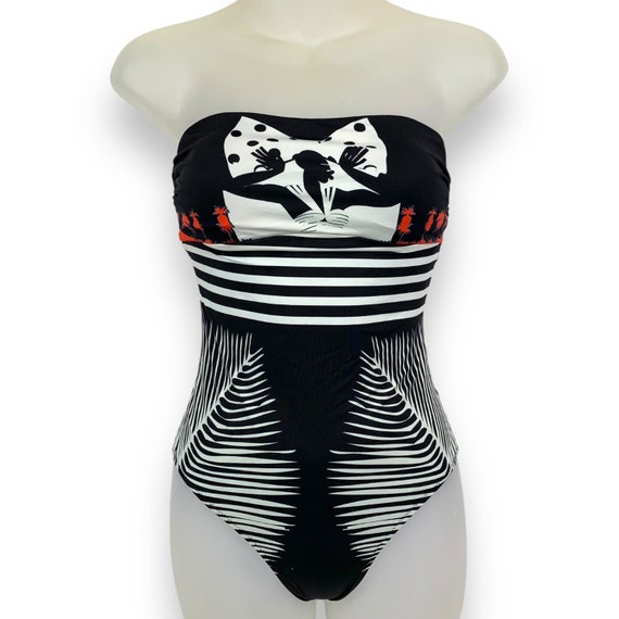 Y2K Italian SAVE THE QUEEN tube top one piece swi… - image 7