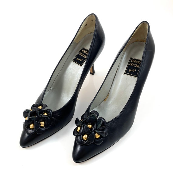 1970’s SERGIO ZELCER black leather pumps with leat