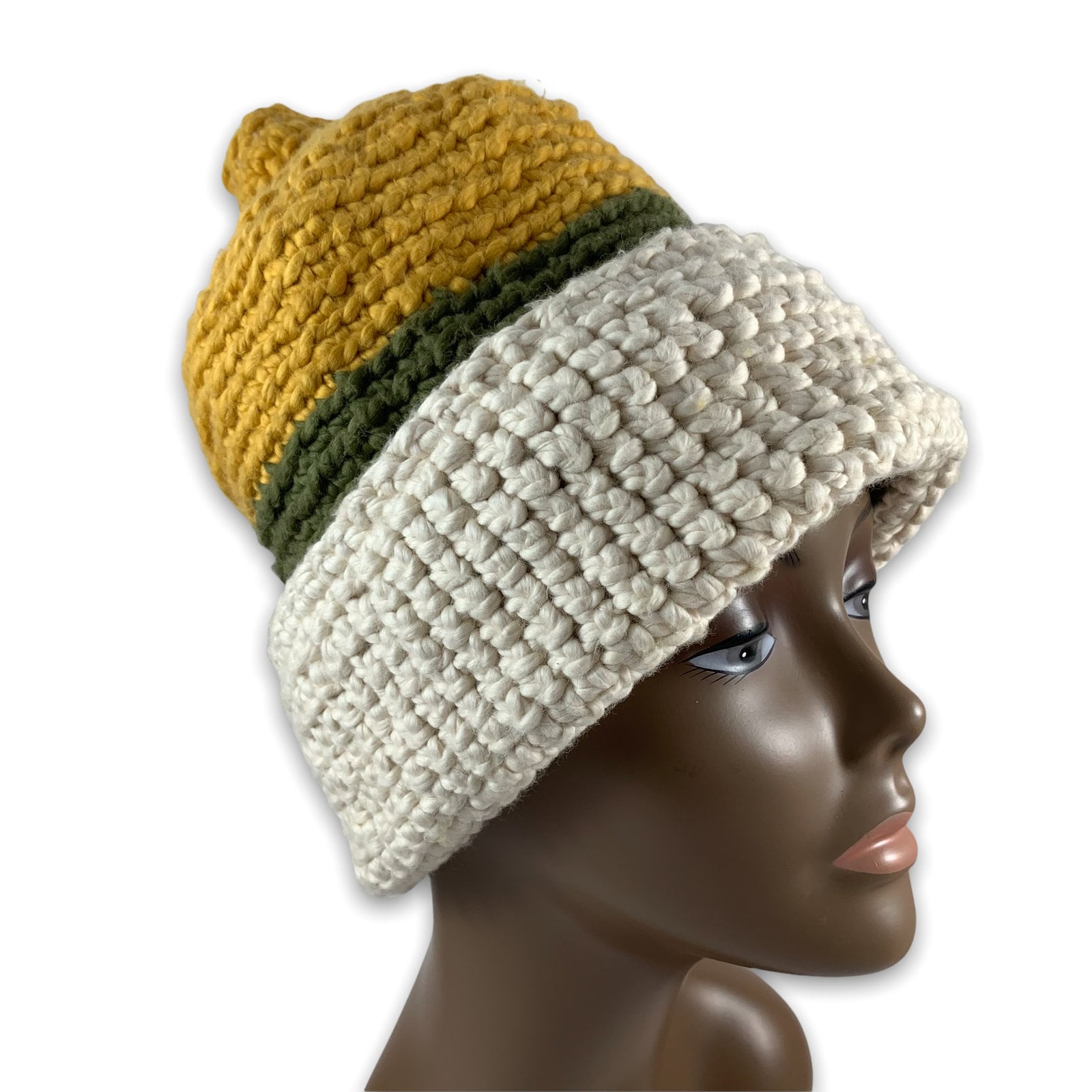 Hand made crochet woven oversized winter hat display picture 1