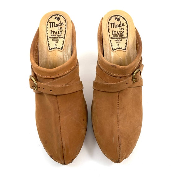 1960's Italian crafted nubuck leather heeled clogs - image 6