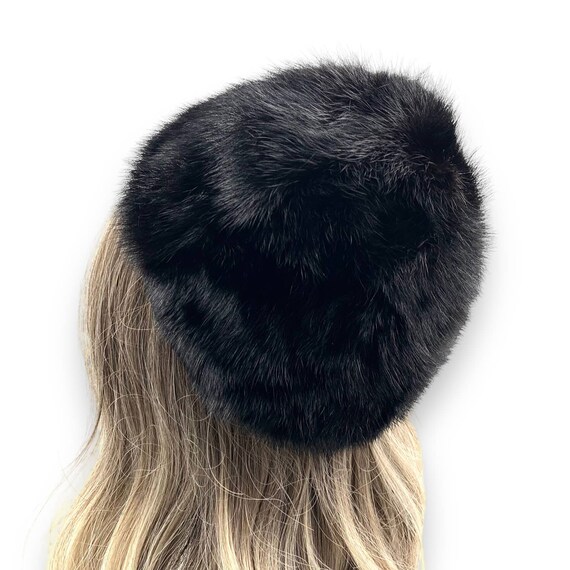 1950's black mink fascinator dome hat - image 4
