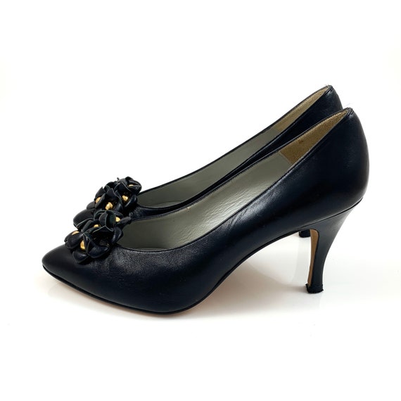 1970’s SERGIO ZELCER black leather pumps with lea… - image 2