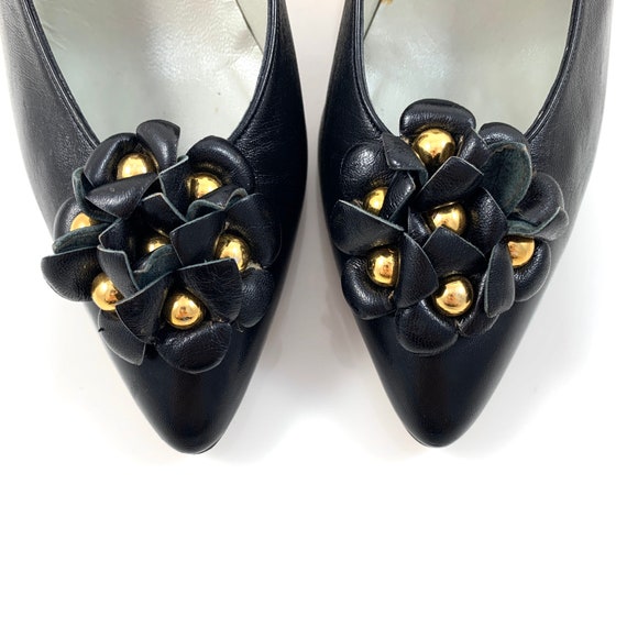 1970’s SERGIO ZELCER black leather pumps with lea… - image 6