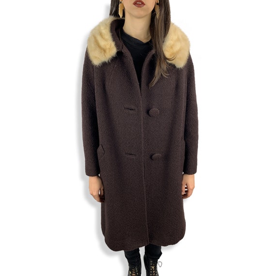 1950’s union made swing coat with blonde mink fur… - image 3