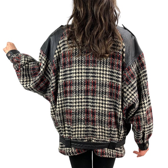 1970's wool plaid and leather dolman batwing slee… - image 10