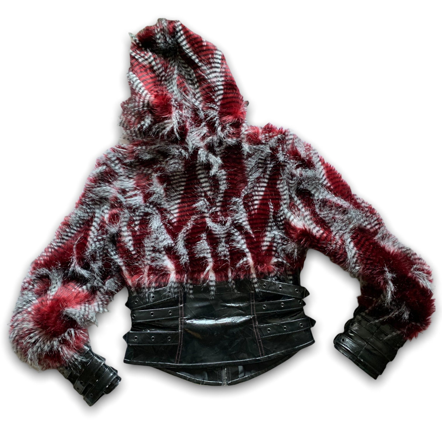 Rare 90's LIP SERVICE Los Angeles Faux Fur Hooded Corset Rare 90's LIP SERVICE Los Angeles Faux Fur Hooded Corset