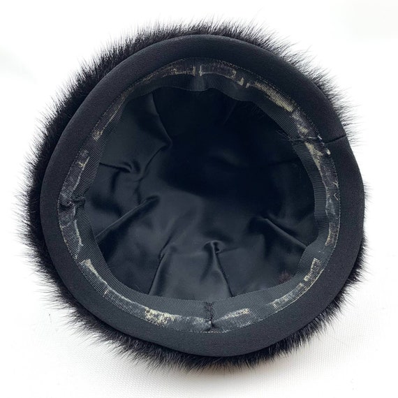 1950's black mink fascinator dome hat - image 6