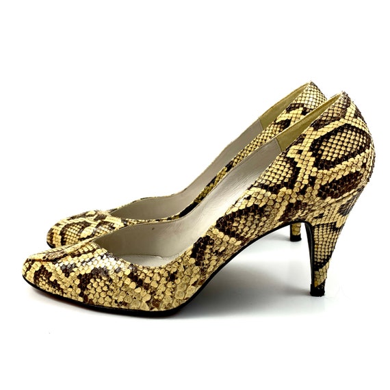 Vintage 1980’s STUART WEITZMAN natural snakeskin … - image 1